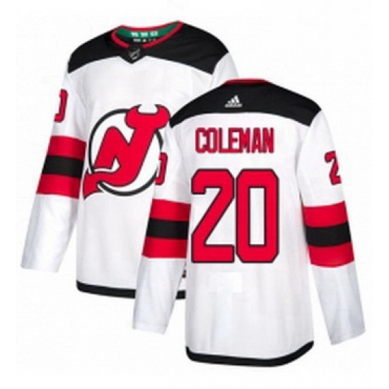 Mens Adidas New Jersey Devils 20 Blake Coleman Authentic White Away NHL Jersey 