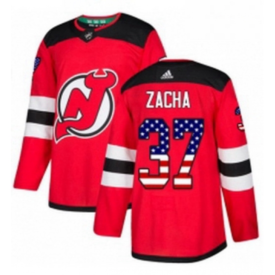 Mens Adidas New Jersey Devils 37 Pavel Zacha Authentic Red USA Flag Fashion NHL Jersey Mens Adidas New Jersey Devils 37 Pavel Zacha Authentic Red USA Flag Fashion NHL Jersey