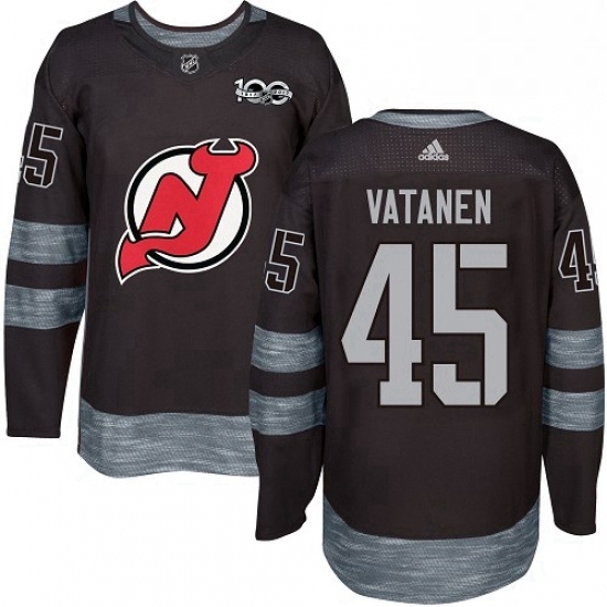 Mens Adidas New Jersey Devils 45 Sami Vatanen Authentic Black 1917 2017 100th Anniversary NHL Jersey 