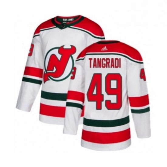Mens Adidas New Jersey Devils 49 Eric Tangradi Authentic White Alternate NHL Jersey Mens Adidas New Jersey Devils 49 Eric Tangradi Authentic White Alternate NHL Jersey