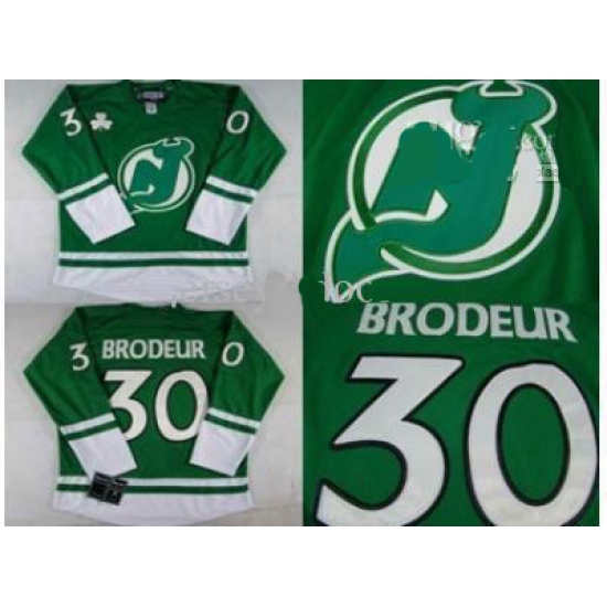 New Jersey Devils 30 Martin Brodeur St Patty's Day Hockey Jersey Green New Jersey Devils 30 Martin Brodeur St Patty's Day Hockey Jersey Green