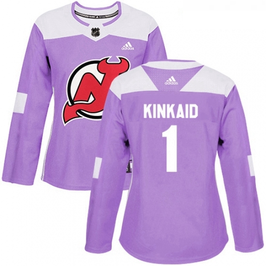 Womens Adidas New Jersey Devils 1 Keith Kinkaid Authentic Purple Fights Cancer Practice NHL Jersey Womens Adidas New Jersey Devils 1 Keith Kinkaid Authentic Purple Fights Cancer Practice NHL Jersey