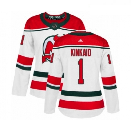 Womens Adidas New Jersey Devils 1 Keith Kinkaid Authentic White Alternate NHL Jersey Womens Adidas New Jersey Devils 1 Keith Kinkaid Authentic White Alternate NHL Jersey