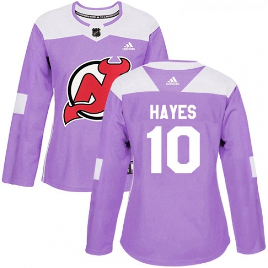 Womens Adidas New Jersey Devils 10 Jimmy Hayes Authentic Purple Fights Cancer Practice NHL Jersey Womens Adidas New Jersey Devils 10 Jimmy Hayes Authentic Purple Fights Cancer Practice NHL Jersey