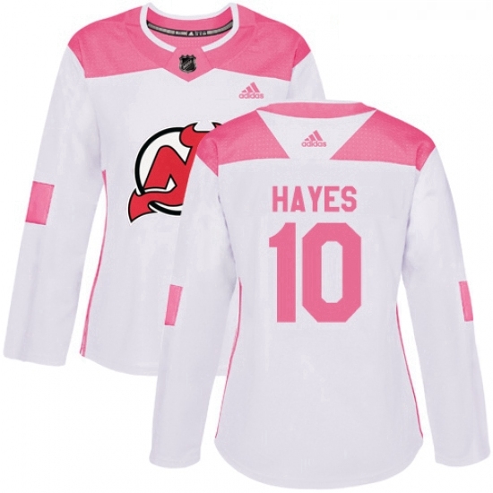 Womens Adidas New Jersey Devils 10 Jimmy Hayes Authentic WhitePink Fashion NHL Jersey Womens Adidas New Jersey Devils 10 Jimmy Hayes Authentic WhitePink Fashion NHL Jersey