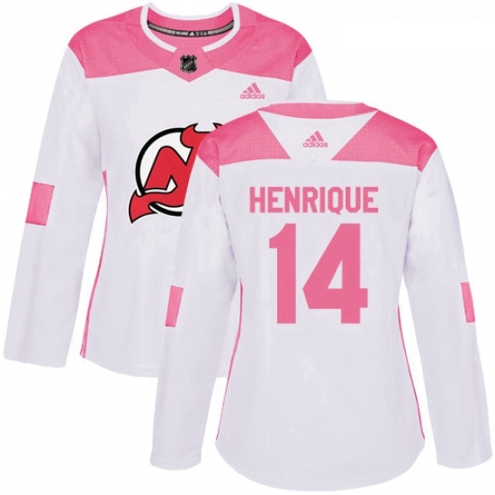 Womens Adidas New Jersey Devils 14 Adam Henrique Authentic WhitePink Fashion NHL Jersey Womens Adidas New Jersey Devils 14 Adam Henrique Authentic WhitePink Fashion NHL Jersey