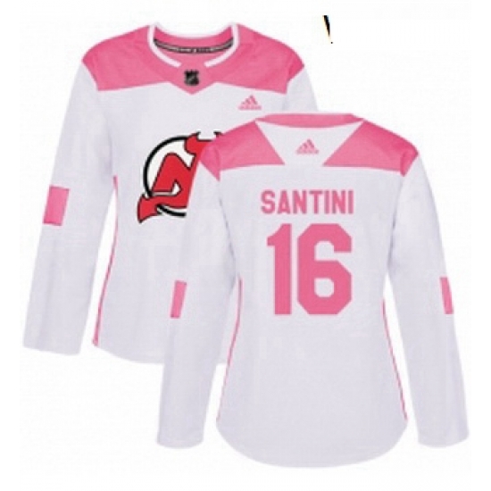 Womens Adidas New Jersey Devils 16 Steve Santini Authentic WhitePink Fashion NHL Jersey Womens Adidas New Jersey Devils 16 Steve Santini Authentic WhitePink Fashion NHL Jersey