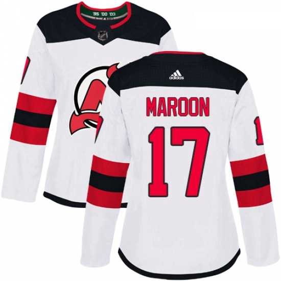 Womens Adidas New Jersey Devils 17 Patrick Maroon Authentic White Away NHL Jersey Womens Adidas New Jersey Devils 17 Patrick Maroon Authentic White Away NHL Jersey