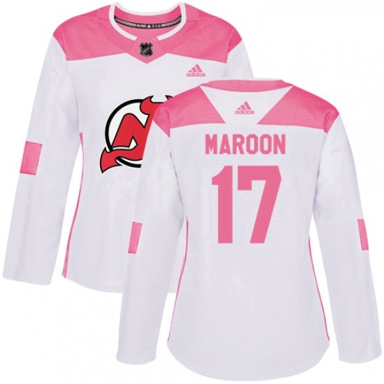 Womens Adidas New Jersey Devils 17 Patrick Maroon Authentic White Pink Fashion NHL Jersey Womens Adidas New Jersey Devils 17 Patrick Maroon Authentic White Pink Fashion NHL Jersey