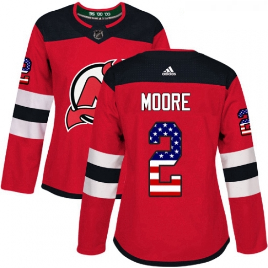 Womens Adidas New Jersey Devils 2 John Moore Authentic Red USA Flag Fashion NHL Jersey Womens Adidas New Jersey Devils 2 John Moore Authentic Red USA Flag Fashion NHL Jersey