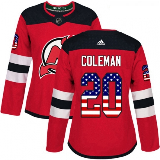 Womens Adidas New Jersey Devils 20 Blake Coleman Authentic Red USA Flag Fashion NHL Jersey Womens Adidas New Jersey Devils 20 Blake Coleman Authentic Red USA Flag Fashion NHL Jersey