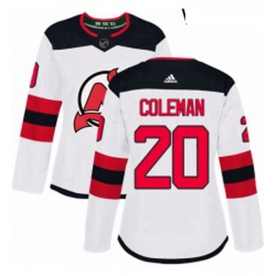 Womens Adidas New Jersey Devils 20 Blake Coleman Authentic White Away NHL Jersey Womens Adidas New Jersey Devils 20 Blake Coleman Authentic White Away NHL Jersey