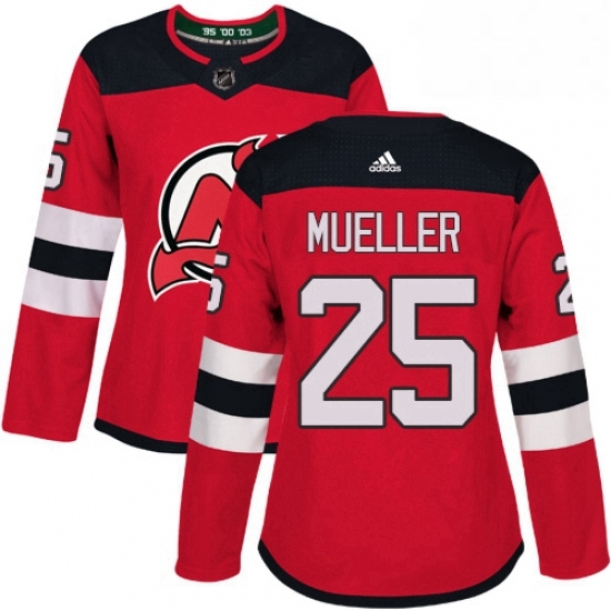 Womens Adidas New Jersey Devils 25 Mirco Mueller Authentic Red Home NHL Jersey Womens Adidas New Jersey Devils 25 Mirco Mueller Authentic Red Home NHL Jersey