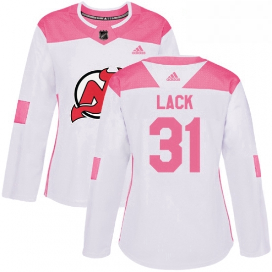 Womens Adidas New Jersey Devils 31 Eddie Lack Authentic White Pink Fashion NHL Jersey Womens Adidas New Jersey Devils 31 Eddie Lack Authentic White Pink Fashion NHL Jersey
