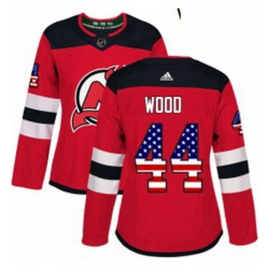 Womens Adidas New Jersey Devils 44 Miles Wood Authentic Red USA Flag Fashion NHL Jersey Womens Adidas New Jersey Devils 44 Miles Wood Authentic Red USA Flag Fashion NHL Jersey