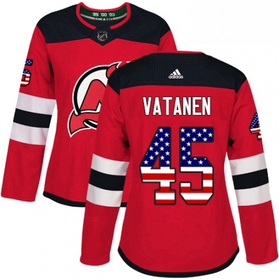 Womens Adidas New Jersey Devils 45 Sami Vatanen Authentic Red USA Flag Fashion NHL Jersey Womens Adidas New Jersey Devils 45 Sami Vatanen Authentic Red USA Flag Fashion NHL Jersey