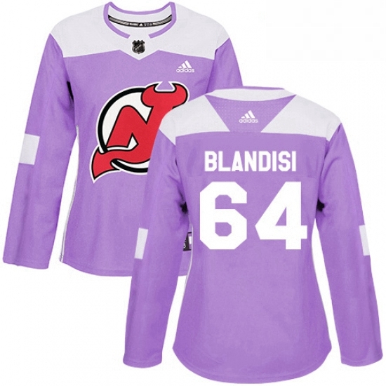 Womens Adidas New Jersey Devils 64 Joseph Blandisi Authentic Purple Fights Cancer Practice NHL Jersey Womens Adidas New Jersey Devils 64 Joseph Blandisi Authentic Purple Fights Cancer Practice NHL Jersey