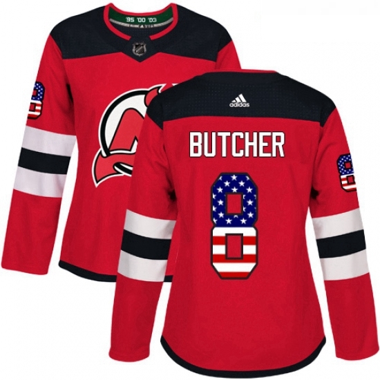 Womens Adidas New Jersey Devils 8 Will Butcher Authentic Red USA Flag Fashion NHL Jersey Womens Adidas New Jersey Devils 8 Will Butcher Authentic Red USA Flag Fashion NHL Jersey