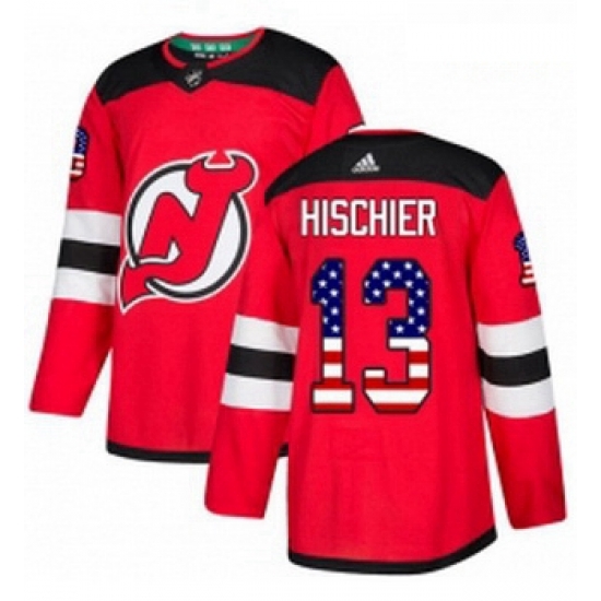 Youth Adidas New Jersey Devils 13 Nico Hischier Authentic Red USA Flag Fashion NHL Jersey Youth Adidas New Jersey Devils 13 Nico Hischier Authentic Red USA Flag Fashion NHL Jersey