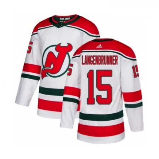 Youth Adidas New Jersey Devils 15 Jamie Langenbrunner Authentic White Alternate NHL Jersey Youth Adidas New Jersey Devils 15 Jamie Langenbrunner Authentic White Alternate NHL Jersey