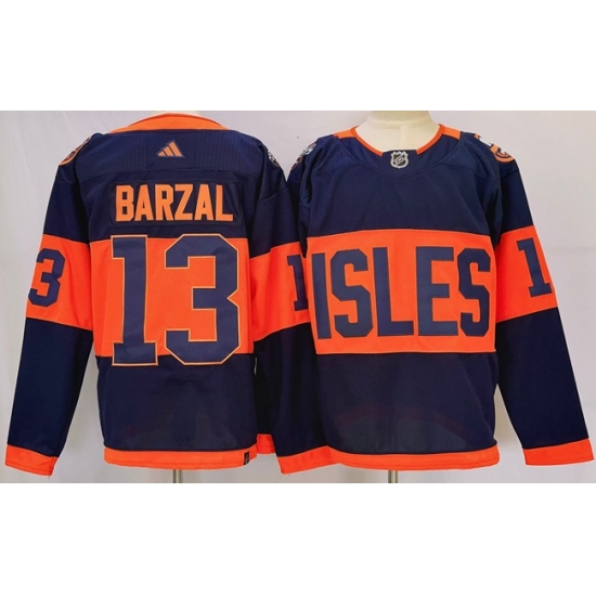 Men New York Islanders 13 Mathew Barzal Navy 2024 With Stadium Series Patch Stitched Jersey Men New York Islanders 13 Mathew Barzal Navy 2024 With Stadium Series Patch Stitched Jersey