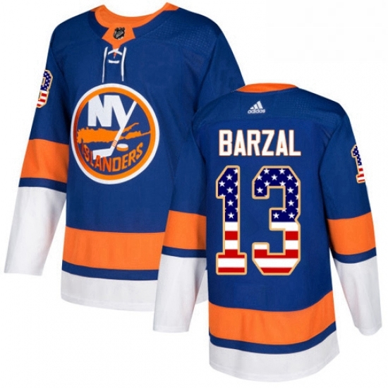 Mens Adidas New York Islanders 13 Mathew Barzal Authentic Royal Blue USA Flag Fashion NHL Jersey Mens Adidas New York Islanders 13 Mathew Barzal Authentic Royal Blue USA Flag Fashion NHL Jersey