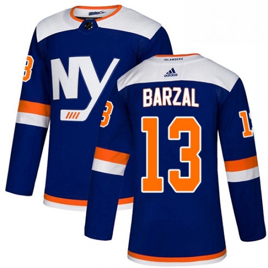 Mens Adidas New York Islanders 13 Mathew Barzal Premier Blue Alternate NHL Jersey Mens Adidas New York Islanders 13 Mathew Barzal Premier Blue Alternate NHL Jersey