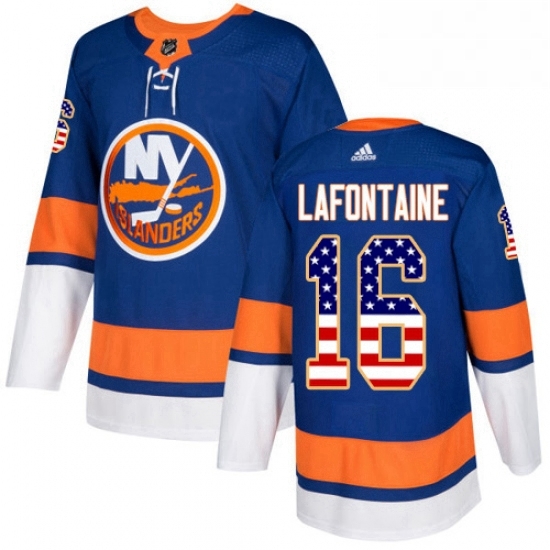 Mens Adidas New York Islanders 16 Pat LaFontaine Authentic Royal Blue USA Flag Fashion NHL Jersey Mens Adidas New York Islanders 16 Pat LaFontaine Authentic Royal Blue USA Flag Fashion NHL Jersey