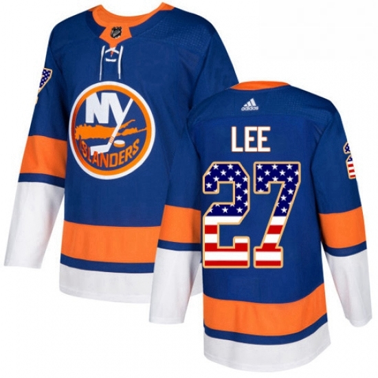 Mens Adidas New York Islanders 27 Anders Lee Authentic Royal Blue USA Flag Fashion NHL Jersey Mens Adidas New York Islanders 27 Anders Lee Authentic Royal Blue USA Flag Fashion NHL Jersey
