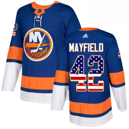 Mens Adidas New York Islanders 42 Scott Mayfield Authentic Royal Blue USA Flag Fashion NHL Jersey Mens Adidas New York Islanders 42 Scott Mayfield Authentic Royal Blue USA Flag Fashion NHL Jersey