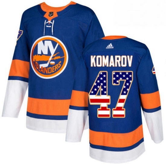Mens Adidas New York Islanders 47 Leo Komarov Authentic Royal Blue USA Flag Fashion NHL Jersey Mens Adidas New York Islanders 47 Leo Komarov Authentic Royal Blue USA Flag Fashion NHL Jersey