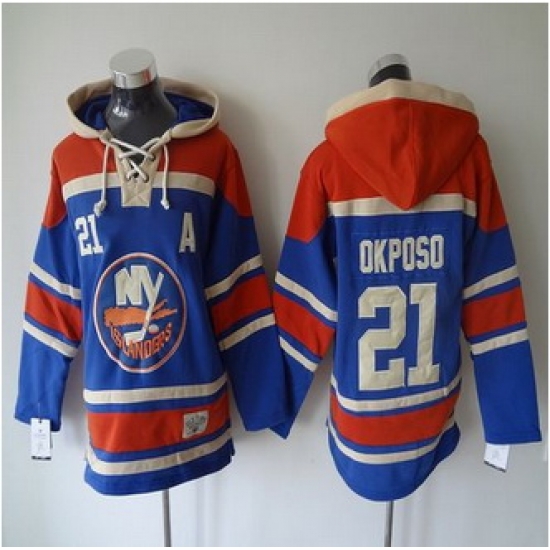 New York Islanders #21 Kyle Okposo Baby Blue Sawyer Hooded Sweatshirt Stitched NHL jersey New York Islanders #21 Kyle Okposo Baby Blue Sawyer Hooded Sweatshirt Stitched NHL jersey
