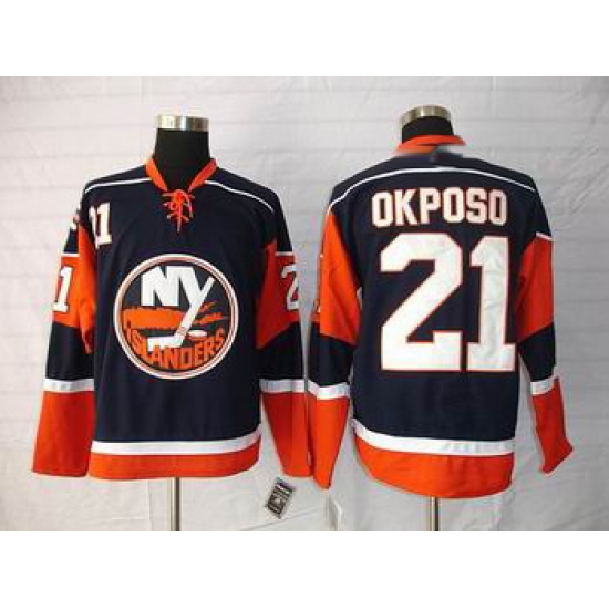 New York Islanders 21 Kyle Okposo Dark blue jersey New York Islanders 21 Kyle Okposo Dark blue jersey