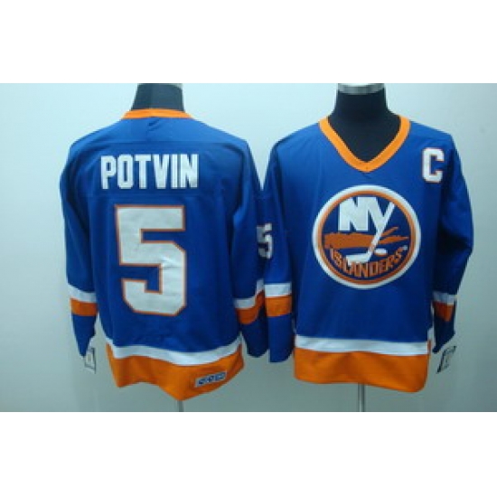 New York Islanders 5 Denis Potvin CCM Vintage Throwback C patch New York Islanders 5 Denis Potvin CCM Vintage Throwback C patch
