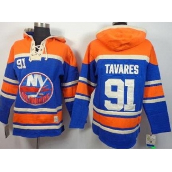 New York Islanders #91 John Tavares Blue Stitched NHL Sawyer Hooded Sweatshirt New York Islanders #91 John Tavares Blue Stitched NHL Sawyer Hooded Sweatshirt