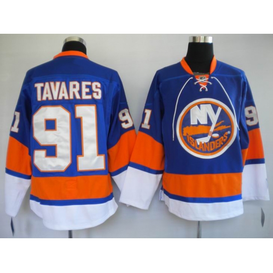 New York Islanders #91 John Tavares blue jersey New York Islanders #91 John Tavares blue jersey