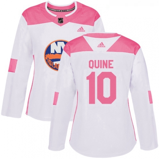 Womens Adidas New York Islanders 10 Alan Quine Authentic WhitePink Fashion NHL Jersey Womens Adidas New York Islanders 10 Alan Quine Authentic WhitePink Fashion NHL Jersey