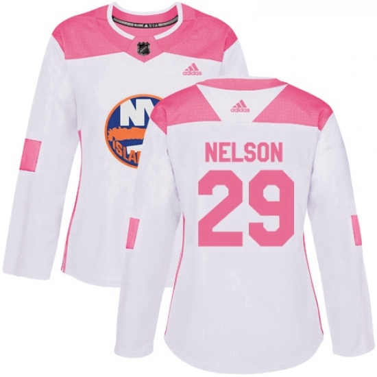 Womens Adidas New York Islanders 29 Brock Nelson Authentic WhitePink Fashion NHL Jersey Womens Adidas New York Islanders 29 Brock Nelson Authentic WhitePink Fashion NHL Jersey