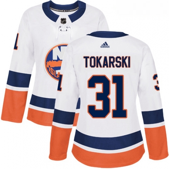 Womens Adidas New York Islanders 31 Dustin Tokarski Authentic White Away NHL Jersey Womens Adidas New York Islanders 31 Dustin Tokarski Authentic White Away NHL Jersey