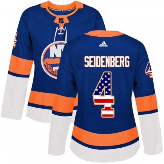 Womens Adidas New York Islanders 4 Dennis Seidenberg Authentic Royal Blue USA Flag Fashion NHL Jersey Womens Adidas New York Islanders 4 Dennis Seidenberg Authentic Royal Blue USA Flag Fashion NHL Jersey