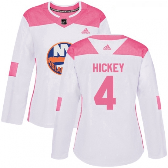 Womens Adidas New York Islanders 4 Thomas Hickey Authentic White Pink Fashion NHL Jersey Womens Adidas New York Islanders 4 Thomas Hickey Authentic White Pink Fashion NHL Jersey