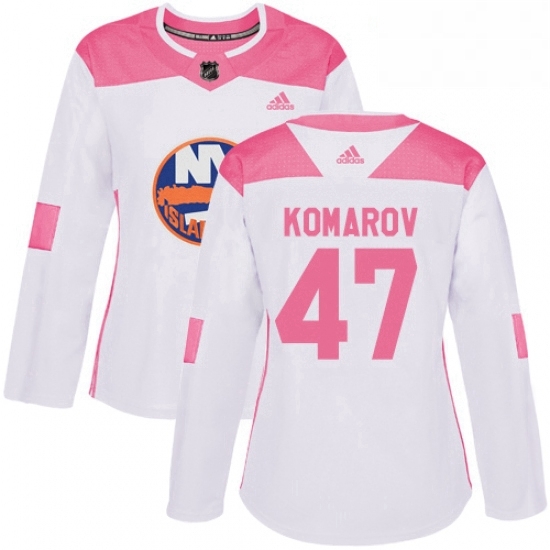 Womens Adidas New York Islanders 47 Leo Komarov Authentic White Pink Fashion NHL Jersey Womens Adidas New York Islanders 47 Leo Komarov Authentic White Pink Fashion NHL Jersey
