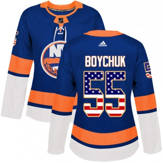 Womens Adidas New York Islanders 55 Johnny Boychuk Authentic Royal Blue USA Flag Fashion NHL Jersey Womens Adidas New York Islanders 55 Johnny Boychuk Authentic Royal Blue USA Flag Fashion NHL Jersey