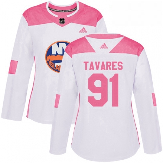 Womens Adidas New York Islanders 91 John Tavares Authentic WhitePink Fashion NHL Jersey Womens Adidas New York Islanders 91 John Tavares Authentic WhitePink Fashion NHL Jersey