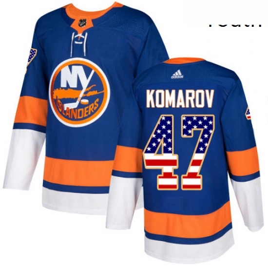 Youth Adidas New York Islanders 47 Leo Komarov Authentic Royal Blue USA Flag Fashion NHL Jersey Youth Adidas New York Islanders 47 Leo Komarov Authentic Royal Blue USA Flag Fashion NHL Jersey