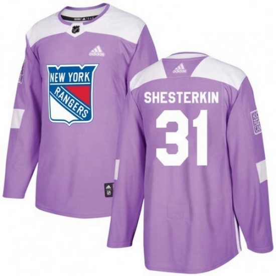 Men Adidas New York Rangers 31 Igor Shesterkin Purple Fights Cancer Practice NHL Jersey Men Adidas New York Rangers 31 Igor Shesterkin Purple Fights Cancer Practice NHL Jersey