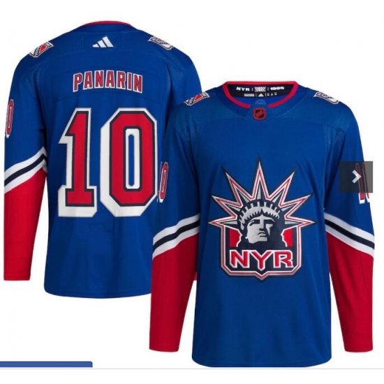 Men New York Rangers 10 Artemi Panarin Blue 2022 Reverse Retro Stitched Jersey Men New York Rangers 10 Artemi Panarin Blue 2022 Reverse Retro Stitched Jersey