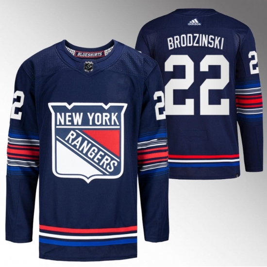 Men New York Rangers 22 Jonny Brodzinski Navy Stitched Jersey Men New York Rangers 22 Jonny Brodzinski Navy Stitched Jersey