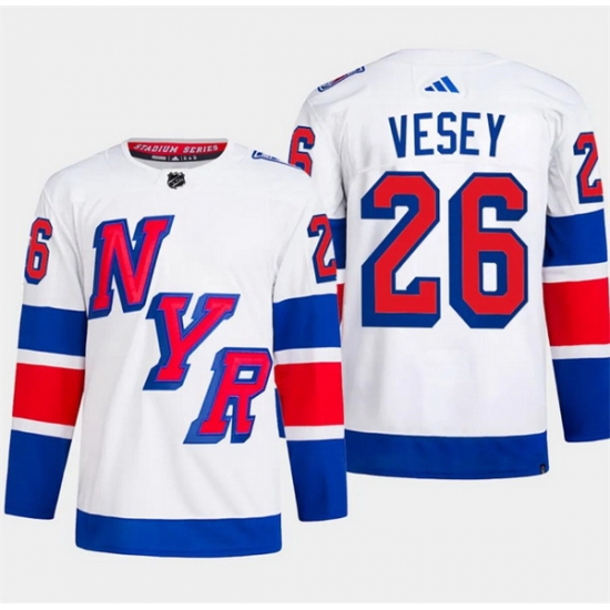 Men New York Rangers 26 Jimmy Vesey White 2024 Stadium Series Stitched Jersey Men New York Rangers 26 Jimmy Vesey White 2024 Stadium Series Stitched Jersey