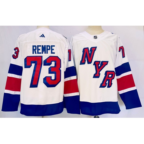 Men New York Rangers 73 Matt Rempe White 2024 Stadi Men New York Rangers 73 Matt Rempe White 2024 Stadi